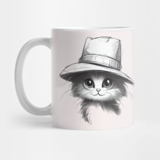 Whimsical Cat with Hat Mug